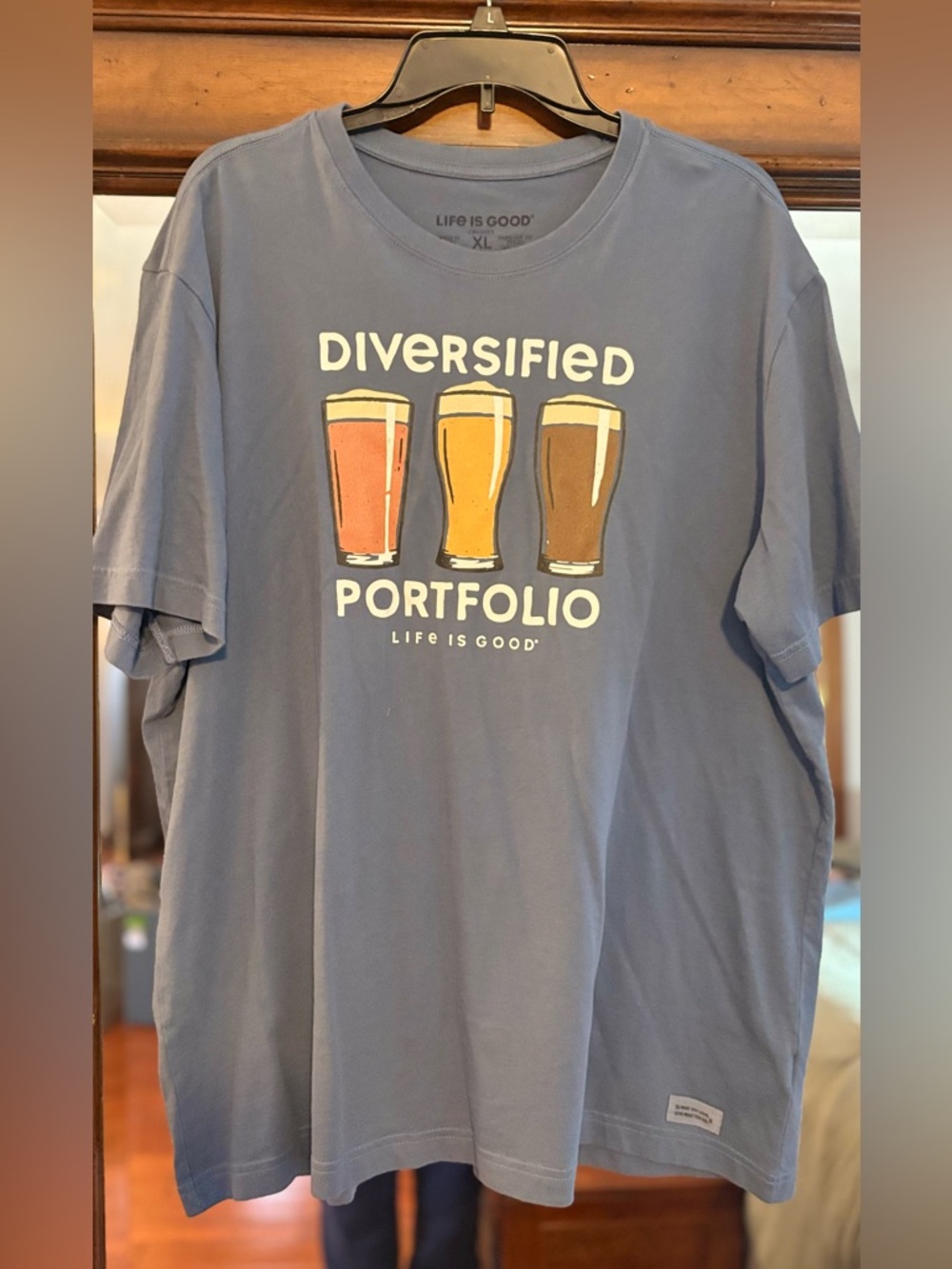 Life Is Good 'Diversified Portfolio' Blue Graphic Tee XL